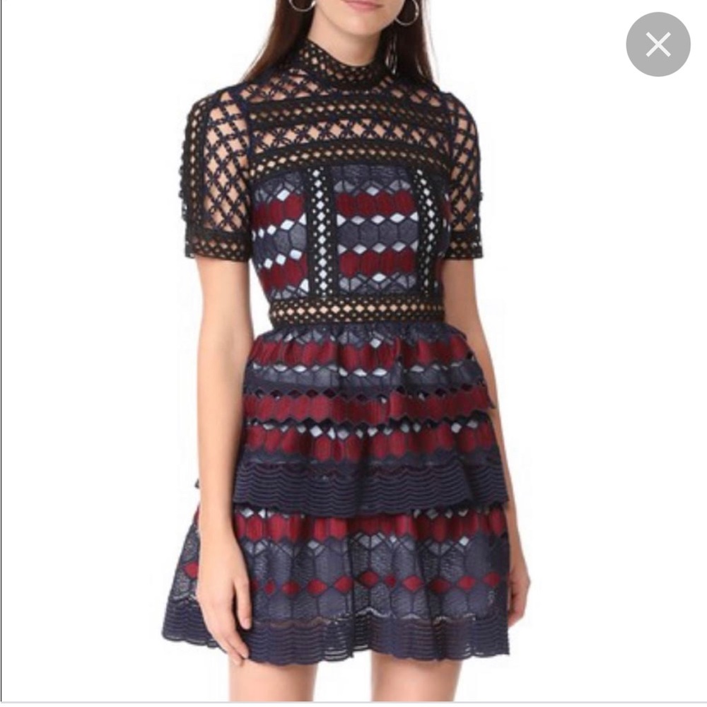 Self portrait lace multi color mini dress